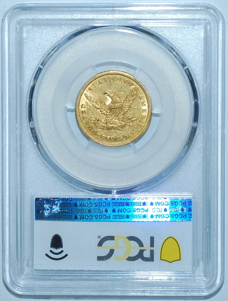 1840 PCGS AU55 Liberty Head Gold $5 Half Eagle - Image 3 of 3