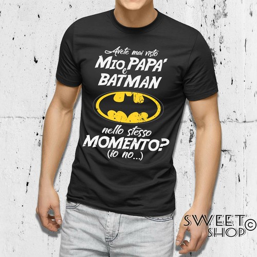 T-shirt maglietta Uomo PAPA' SUPEREROE BATMAN festa del papà idea regalo  comply | eBay