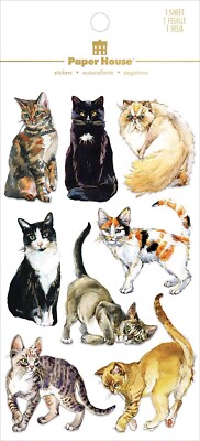 Kitty Cat Gold Foil  3D Stickers  Planner Supply Papercraft Crafts