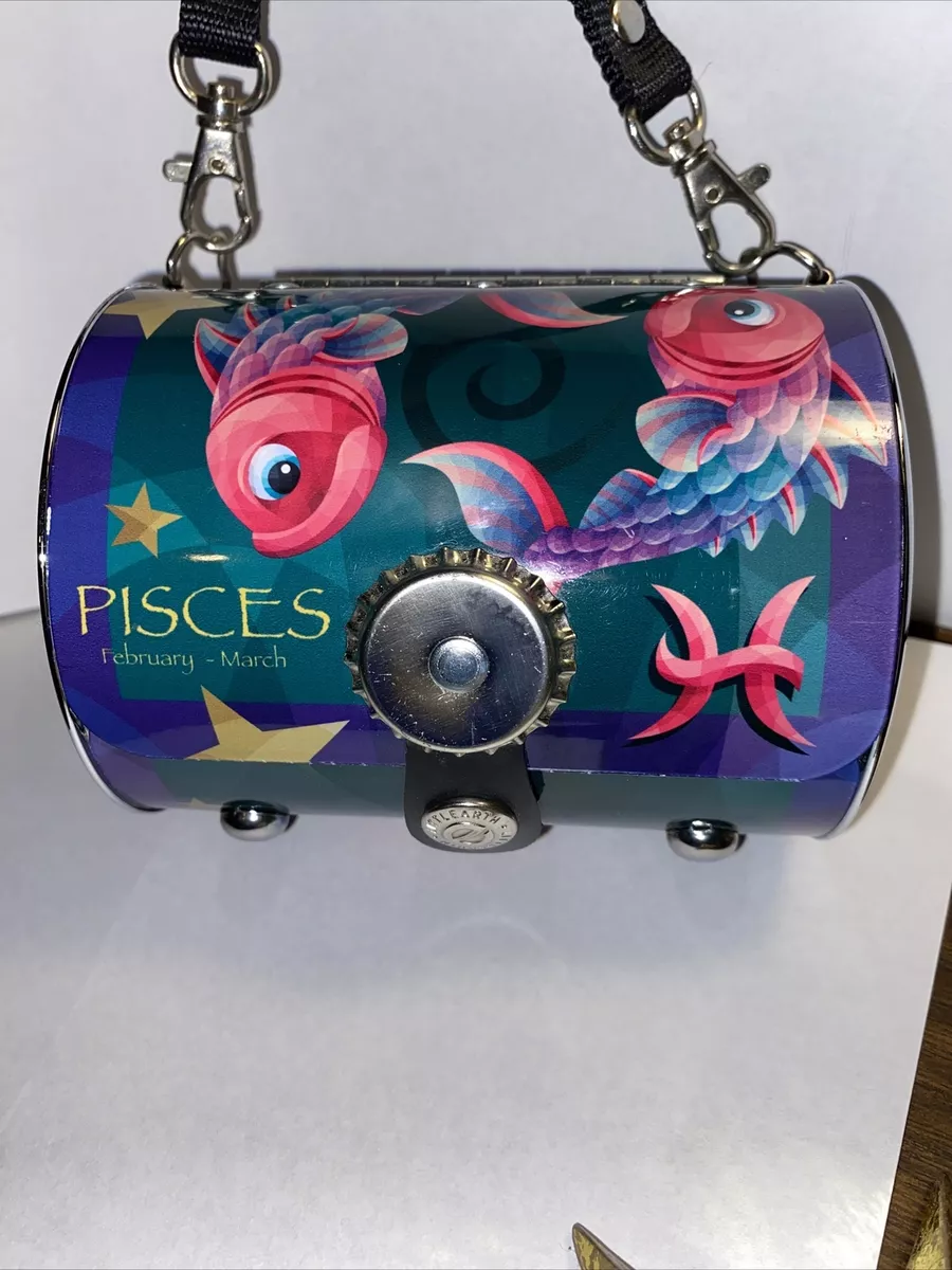 Littlearth PISCES Horoscope Metal Can Purse 4.5 Long x 4.5 Dia