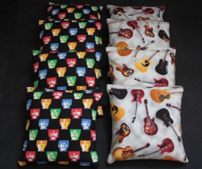 BEATLES Cornhole Bean Bags 8 ACA Regulation Party Game Rock & Roll Guitar