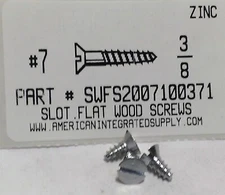 #7x3/8 Flat Head Slotted Wood Screws Steel Zinc Plated (50)