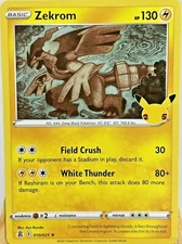 HOLOGRAM RARE Zekrom 10/25 Foil celebrations Pokemon Trading CCG Game Card TCG