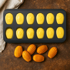 Heat-resistant 12-Cavity Madeleine Baking Tray Carbon Steel Cookie Pan  Bakery