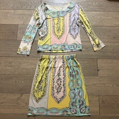 Emilio Pucci 70's Abstract Matching Pastel Set Long Sleeve Top