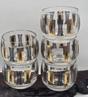 5 Federal Tumblers Roly Poly Black 22k Gold Atomic Starburst MCM VTG Bareware