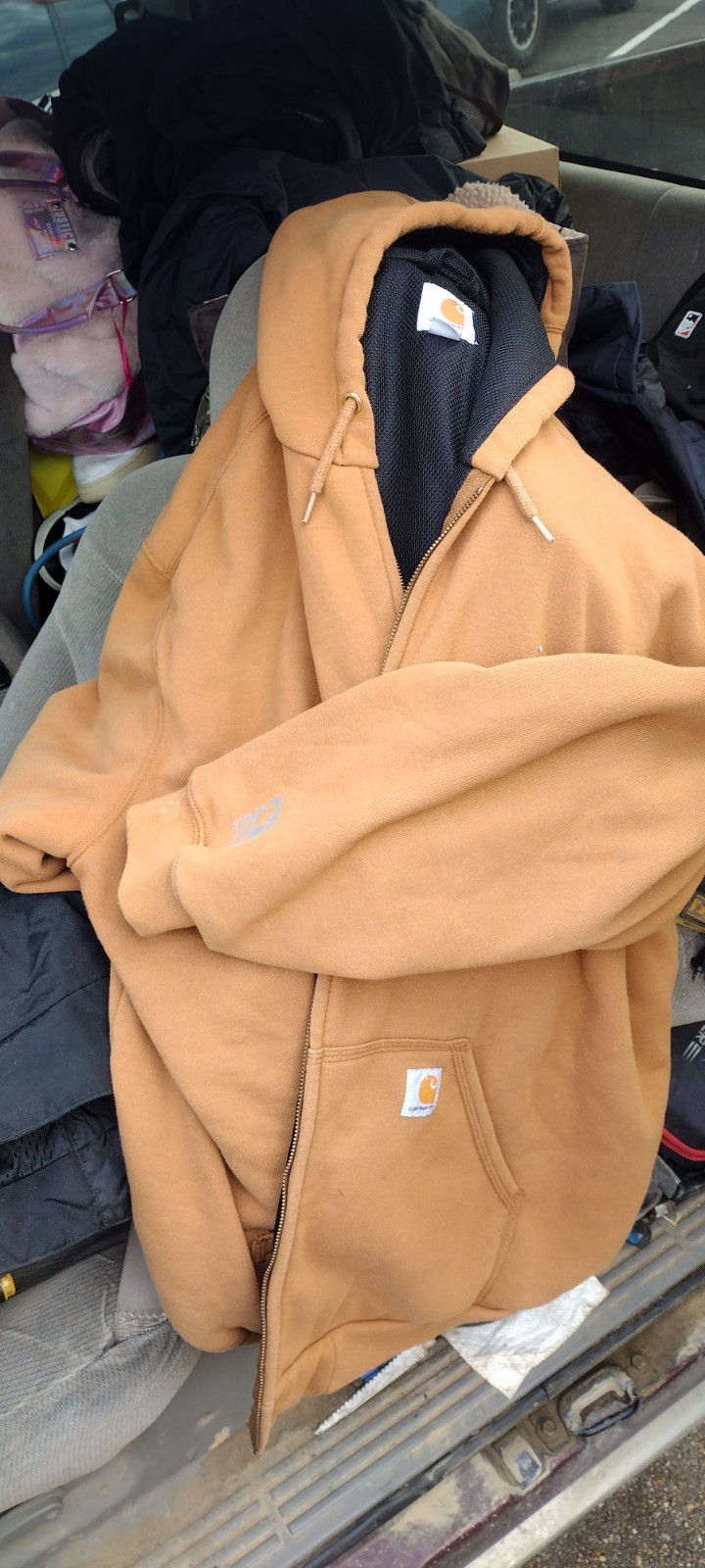 Carhartt Hoodie Work Mens Rain Defender Brown Jacket 2XL thumbnail 2