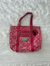 Coach Pink poppy signature canvas tote bag