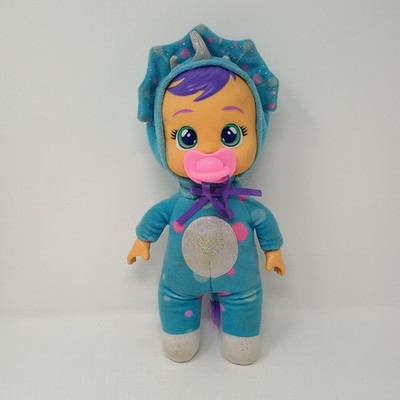 CRY BABIES Tiny Cuddles Doll TINA Blue TRICERATOPS Dinosaur Costume & Pacifier