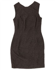 Zara Womens Sleeveless Bodycon Dress UK 10 Small Black Floral Polyester EA41