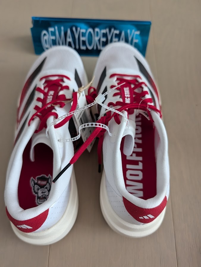 Adidas Adizero Evo SL NC State Wolfpack NCAA Running Shoes JQ4571 Mens Size 8.5 NC State Adidas Adizero Evo SL White Red Running Shoes  main image 4