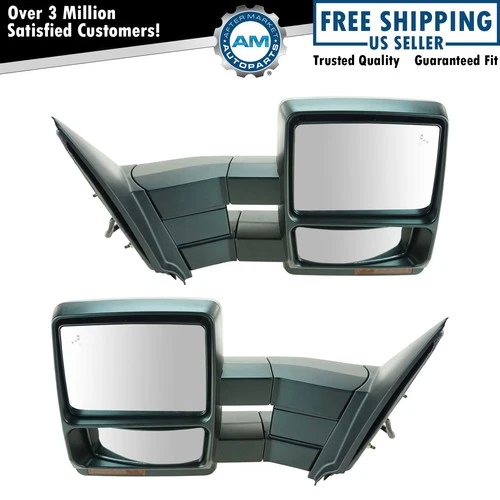 Power Heat Memory Turn Signal Puddle Towing Mirror Pair Set of 2 for Expedition