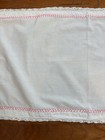 White & Pink Cotton Vintage Embroidered Set w/ Lace Trim, 2pc Placemat & Doily — photo 4