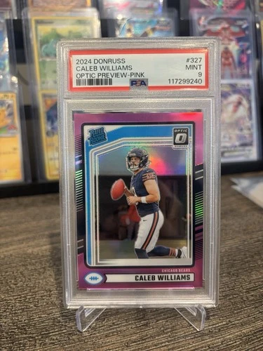 2024-2025 Caleb Williams 327 Panini Donruss Rated Rookie Optic Pink Prizm PSA 9
