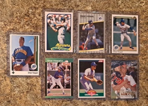 (7) Omar Vizquel 1989 Upper Deck Rookie Card RC Topps Donruss Score Fleer Litl O