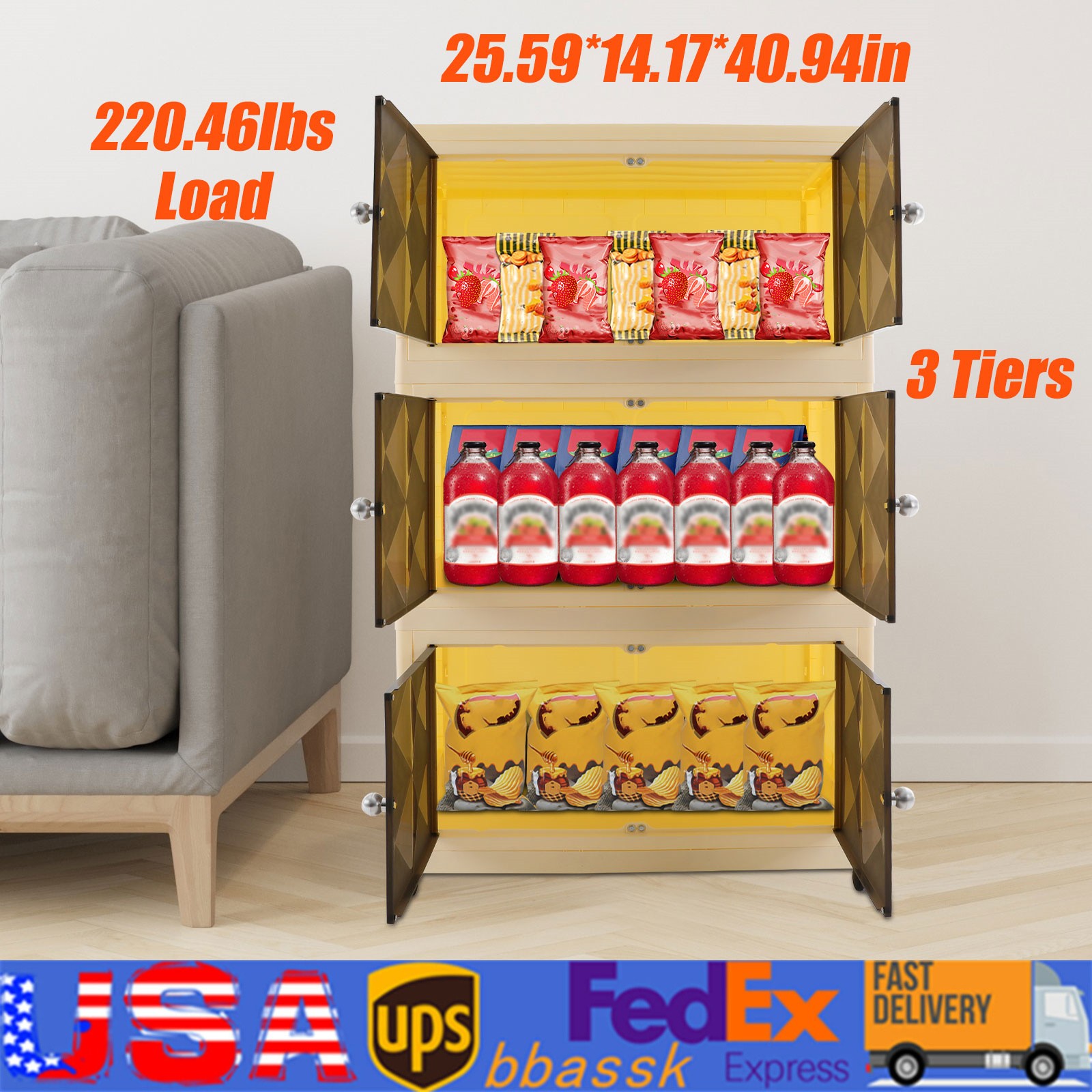 21Gal Stackable Plastic Storage Bins with Lids - 3 Pack-image