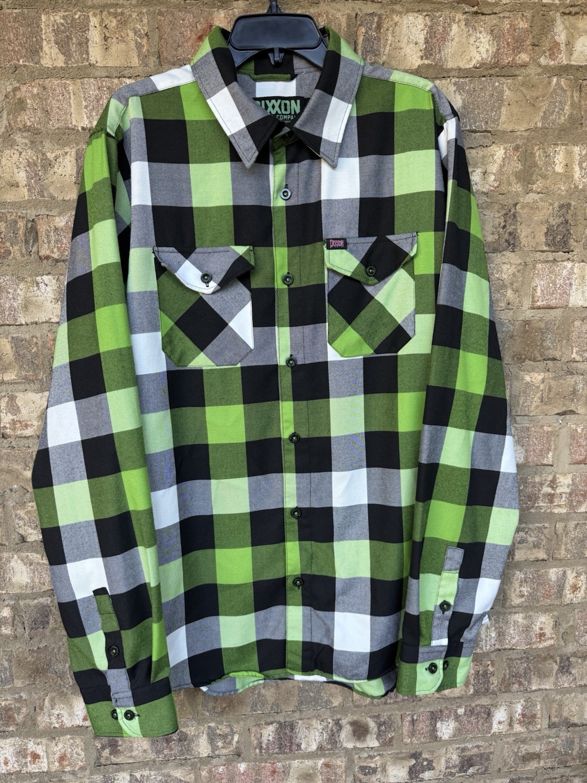 DIXXON “Dragula” Green Black White Plaid L/S Flannel  Shirt Mens Size XLT Tall