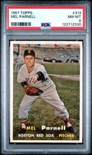 1957 TOPPS #313 MEL PARNELL PSA 8