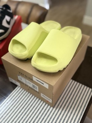 Men s Adidas Glow Green Yeezy Slide US Size 11