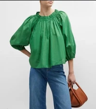 The Great Women's Green 3/4 Sleeve Prim Top Size 2 NWT