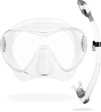 Cressi F1 Supernova Dry Snorkel Mask Kit Clear Silver