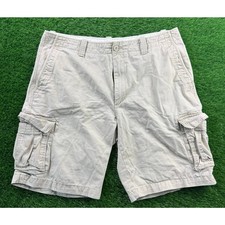 Roundtree  Yorke Mens Cargo Shorts Sz 38 Khaki Beige Multi Pocket Casual Golf