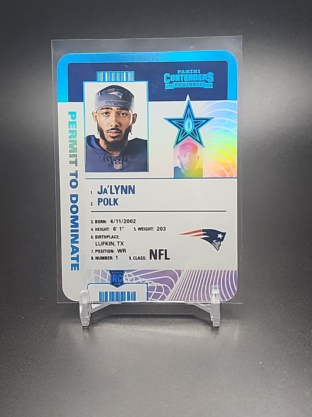 Ja'Lynn Polk 2024 Panini Contenders Permit to Dominate SP Patriots Rookie #17