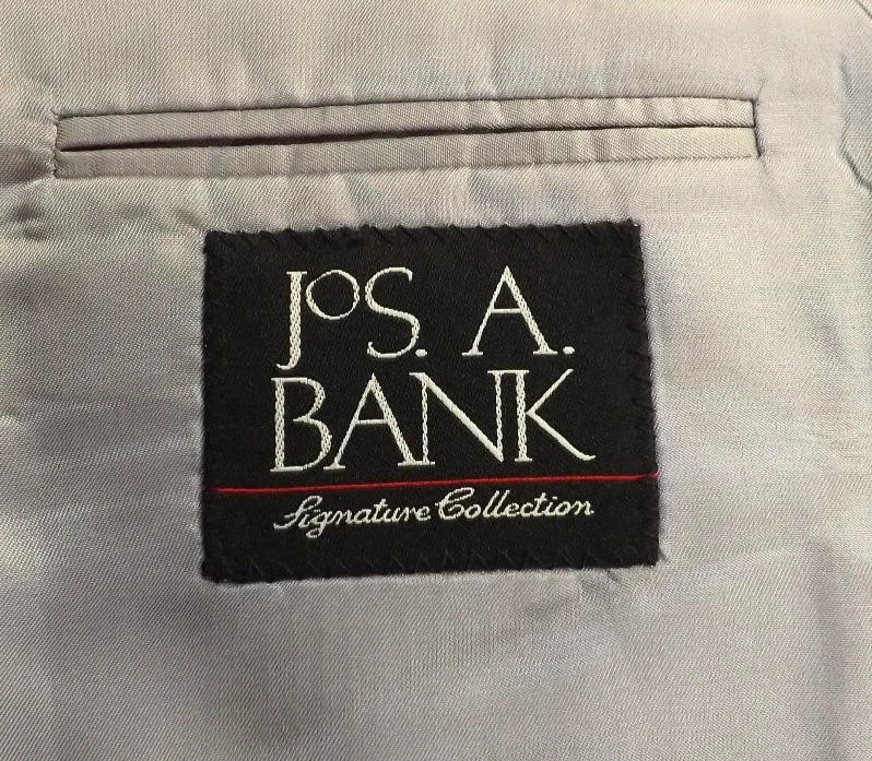 Jos A Bank Suit 42R Gray 20% Silk 80% Wool 35x29.5 Pleat Pants 2 Piece 2 Button - Image 4 of 4