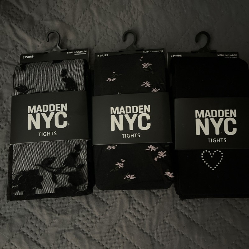 MADDEN NYC 2 PACK TIGHTS Size SMALL/Medium/Large 3 Different Styles 6 Pair Total
