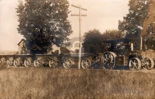 Steam Driven Road Bldg. Tractor & Rock Cars Rushford NY RPPC Photo Postcard COPY