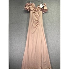 Xscape Dress Womens 10 Blush Pink Off Shoulder Ruffle Gown Formal Maxi USA