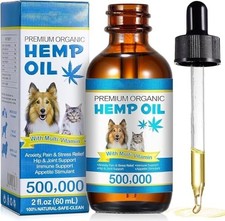 Hemp Oil for Dogs Cats Anxiety, Pain,Stress Calming Drops 100 Organic 60ML