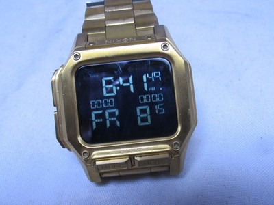 Nixon Regulus SS Gold Digital Watch 46mm Stainless Steel 100M   7'' Wrist