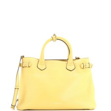 Burberry Banner Tote Leather and House Check Canvas Medium