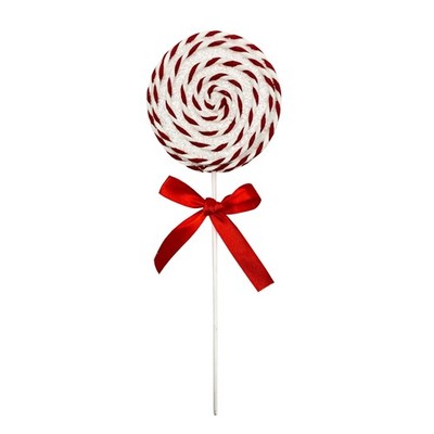 Deko Lolli Weiss/Rot glitzer ca. 34 cm Weihnachtsdeko Weihnachten Deko
