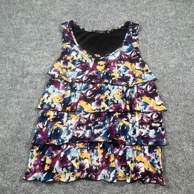 Notations Tank Top Womens 3X Multicolor Aztec Tiered Ruffle Layers Scoop Neck