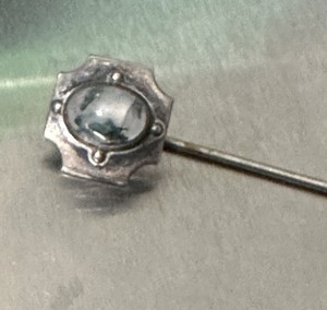 Épingle De Cravate Ancienne Art Déco - Cornaline Rouge Et Argent Sterling - Antiquité