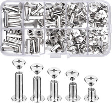 80 Sets Chicago Screw Leather Rivets Assorted Kit Chicago Binding Screws 5 Sizes