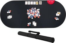 Poker Table Mat 72 x 30 Inches, Poker Table Top with Storage Bag, Portable Rubbe