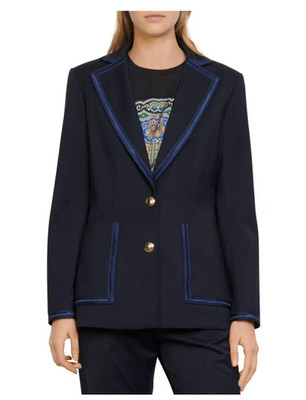 Sandro Damen Marine Wollmischung Blazer Jacke Größe 34 FR 6 UK 2 US SFPVE00362