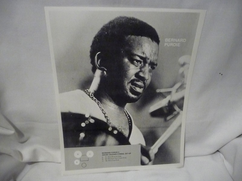 VINTAGE BERNARD PURDIE - 9.5" X 12" PICTURE/PHOTO/POSTER - ZILDJIAN