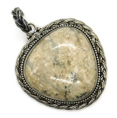 Barse 925 Sterling Silber geflochtener Rand hellbraun Achat Verstärker Anhänger