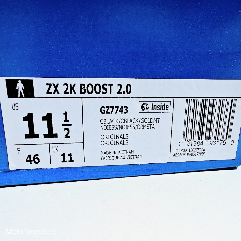 Size 11.5 - Adidas ZX 2K Boost 2.0 Black Gold Metallic for sale