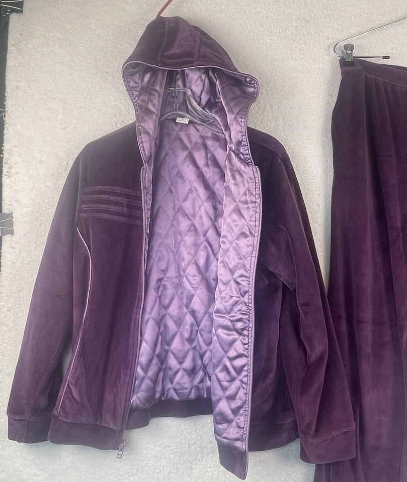 Traje Sport Savvy para mujer púrpura de terciopelo/valor pista/caminata talla S de colección años 80’s 5271 Foto 3 de 4