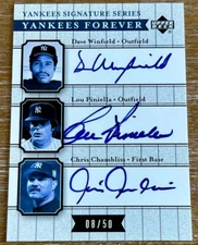 WINFIELD / PINIELLA / CHAMBLISS 2003 UD Yankees Signature TRIPLE AUTO #08/50 !