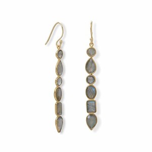 Authentic Gold-Plated Multi Shape Labradorite Earrings 925 Sterling Silver