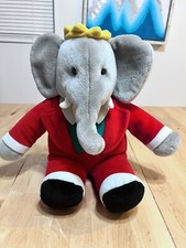 VTG Gund Babar the Elephant Plush 1988 Macys 15" Stuffed Animal Red Suit EUC