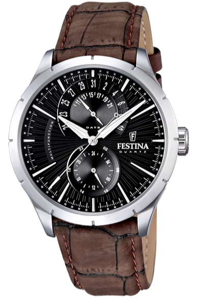 FESTINA RETRO F16573/4 Herrenuhr Leder Braun Multi Multifuntion