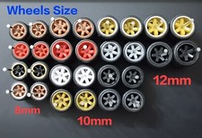 Custom Wheels Rubber Tyres Real Riders TE37 Design 1/64 8/10/12 JDM Axle Wheels