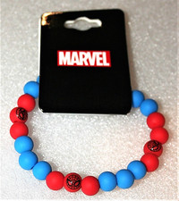 Marvel Spider-Man Red Blue Fun Silicone Beaded Party Bracelet New NOS Tags